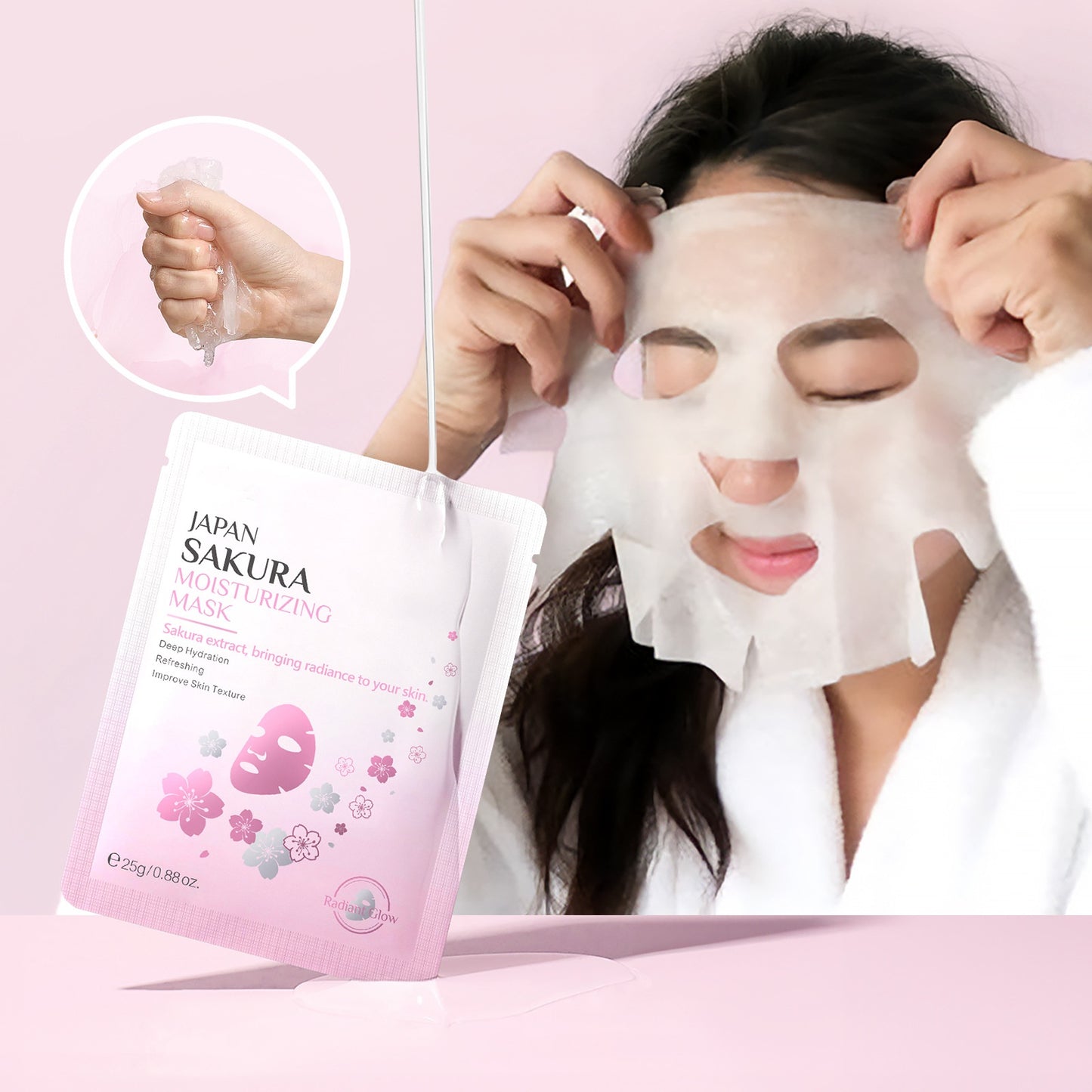 Skin Care Refreshing Rejuvenating Sakura Face Mask Fade Melanin Dark Spots Whitening Mask Sheet