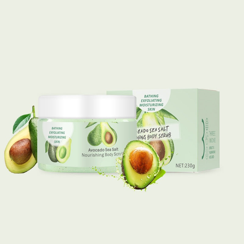 Private Label Avocado Sea Salt Nourishing Anti-cracking Cream Non Sticky Foot Scrub Exfoliation Smooth Skin Body Scrub