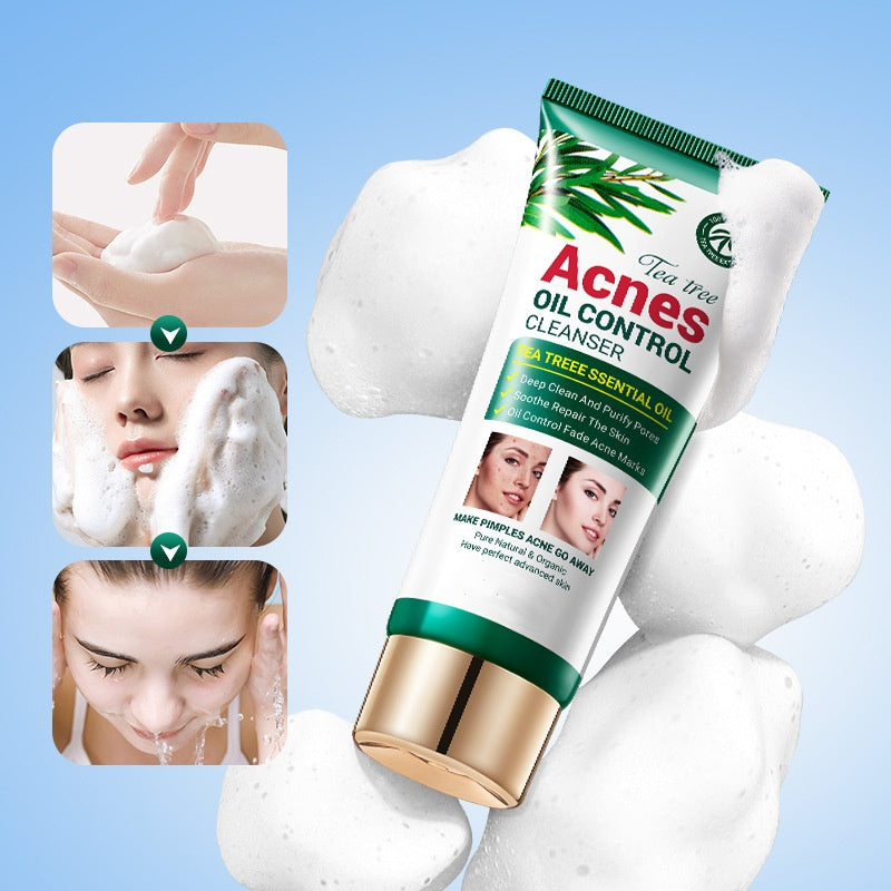 Hot Selling Tea Tree Extract Face Wash Oil Control Facial Foam Cleanser For Women Men