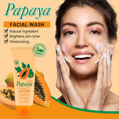 Wholesale Natural Extract Papaya Whitening Brighten Skin Face Cleanser Vitamin E Moisturizing Facial Wash