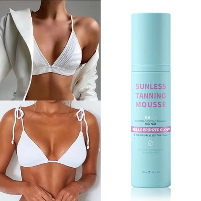 Private Label Natural Black Tanning Mousse Sunless Face and Body Self Tan Foam