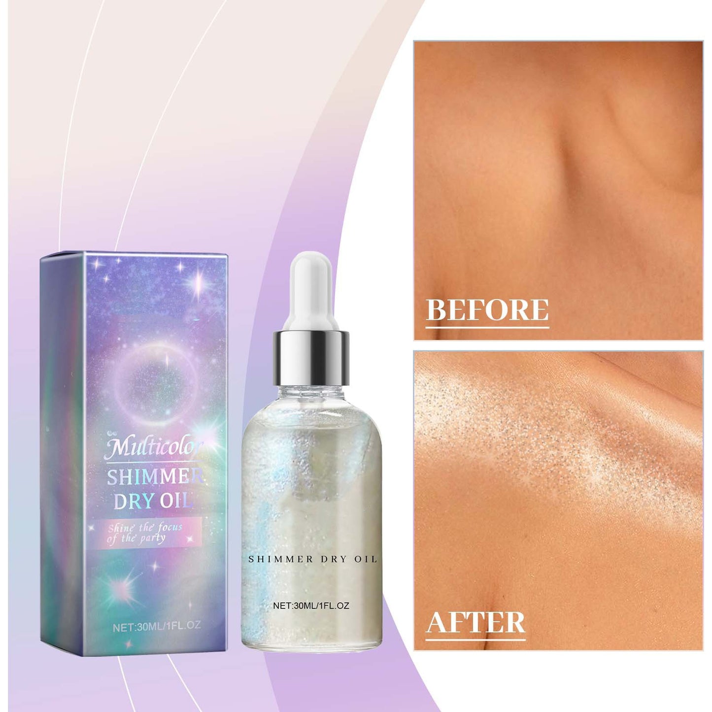 Hot Selling Makeup Face Glow Silver Highlighter Liquid Glitter Body Shimmer Oil