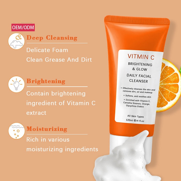 Private Label Deep Cleansing Vitamin C Facial Cleanser Anti-aging Face Wash Mild Daily Cleanser For All Skin