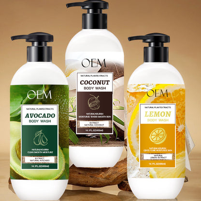 Wholesale Skin Exfoliating Whitening Foam Coconut Body Wash Avocado Shower Gel