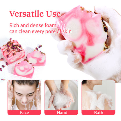 OEM Rose Organic Essential Oil Bar Handmade Soap Wholesale Face Bath Soap Moisturizing Oil Control Cleansing Soap