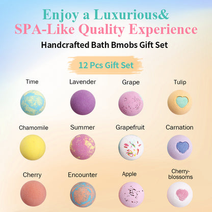 Christmas Gift Box 12 Pack Bathbombs Bubble Bath Fizzies High Quality Organic Ingredients Bath Bombs Kit