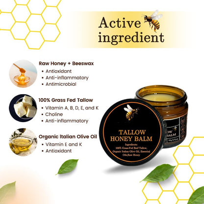 Wholesale Organic Hydrating Whipped Beef Tallow Face Moisturizer with Raw Honey and Beeswax
