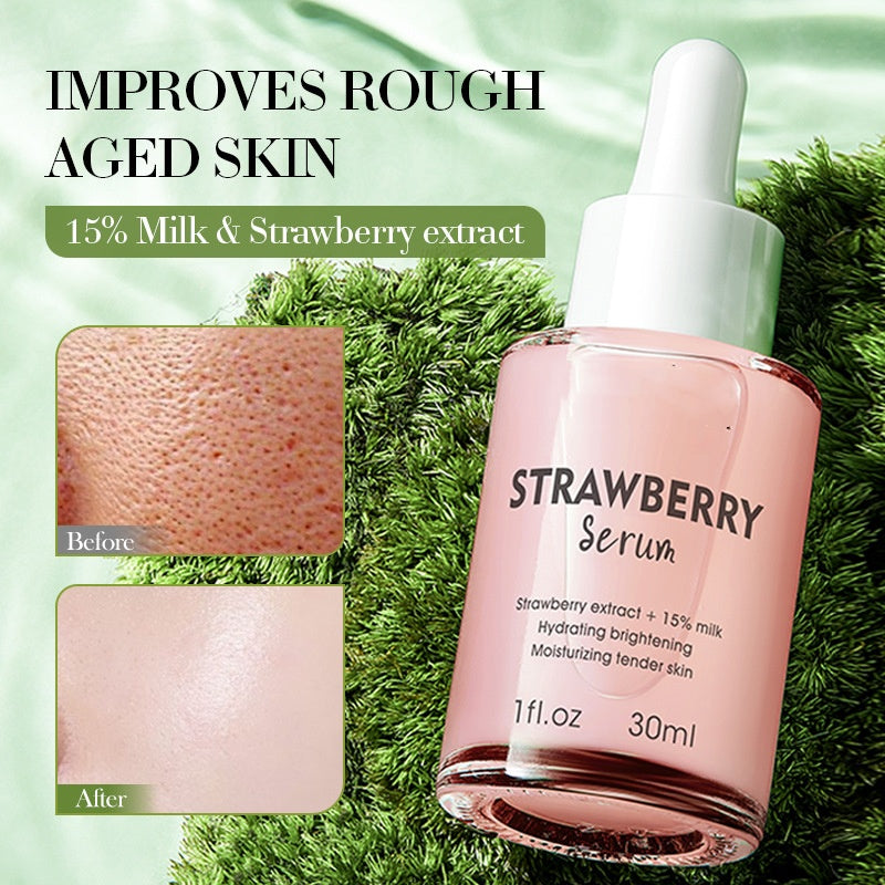 Wholesale Anti-aging Strawberry Milk Serum Moisturizing Brightening Soothing Tender Skin Facial Serum