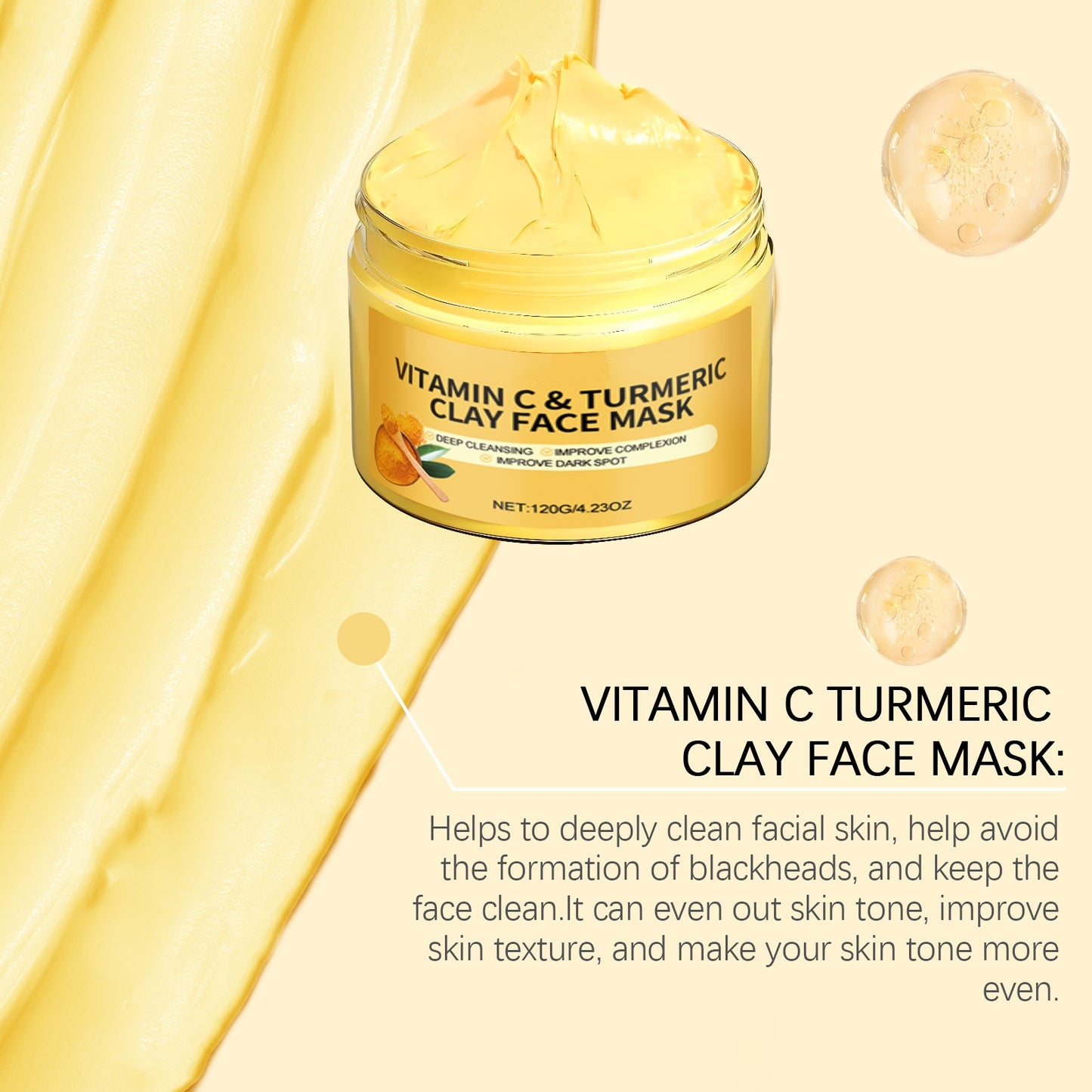 Wholesale Brightening Vitamin C Turmeric Clay Face Mask Deep Pore Cleansing Skin Care Facial Mask