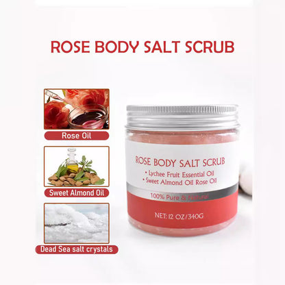 Exfoliating Skin Care Private Label Deep Cleansing Lightening Rose Body Scrub 340g