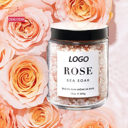 Wholesale Spa Rose Relaxing Himalayan Pink Salt Scrub Natural Organic Flower Rose Bath Salt