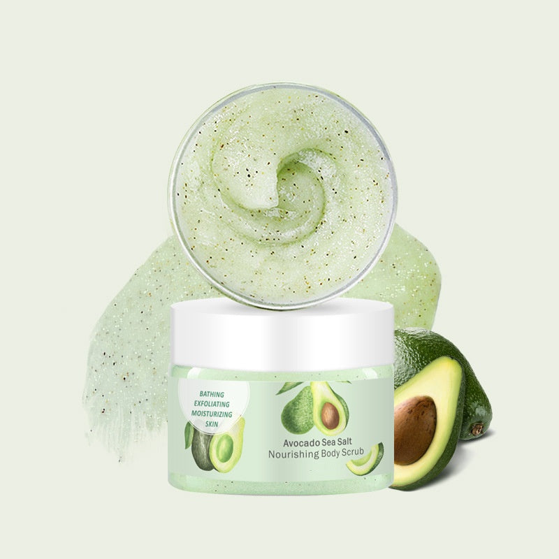 Private Label Avocado Sea Salt Nourishing Anti-cracking Cream Non Sticky Foot Scrub Exfoliation Smooth Skin Body Scrub