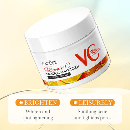 OEM Skin Care Vitamin C Salicylic Acid Toner Pads, Oil Control Exfoliation Deep Cleansing Facial Wipes