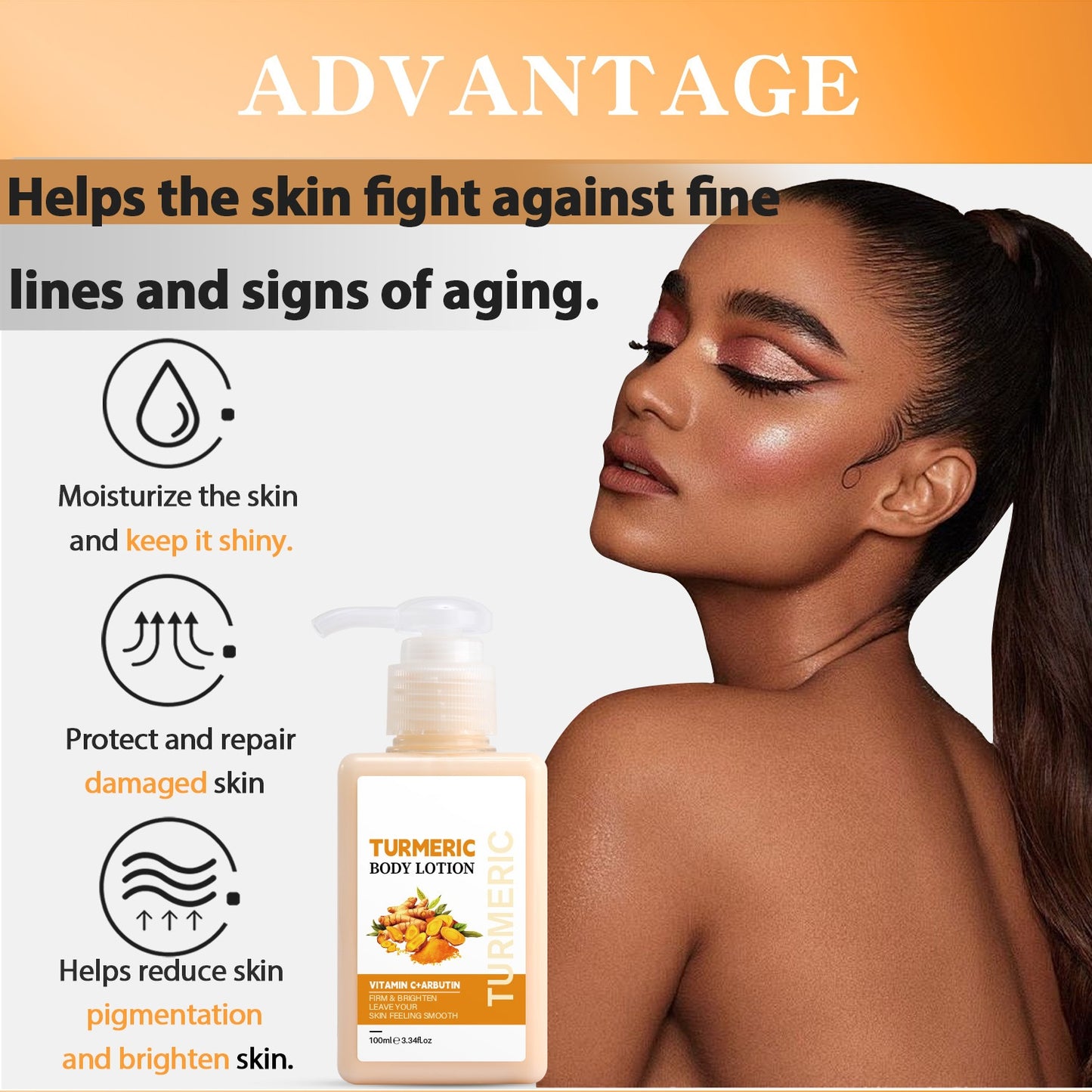 Private Label Natural Dark Spot Removal Moisturizer Anti-ance Brightening Body Lotion Turmeric Cream For Women