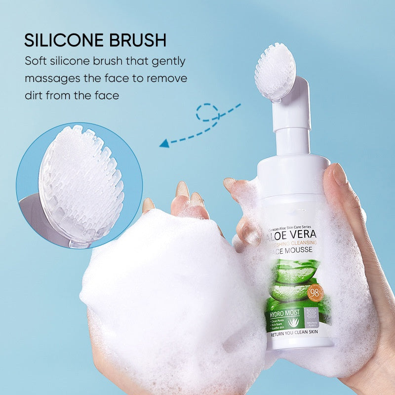 Cosmetic Skin Care Factory Whitening Milk Aloe Vera Facial Brush Cleanser Moisturizing Amnio Acid Foam Face Wash