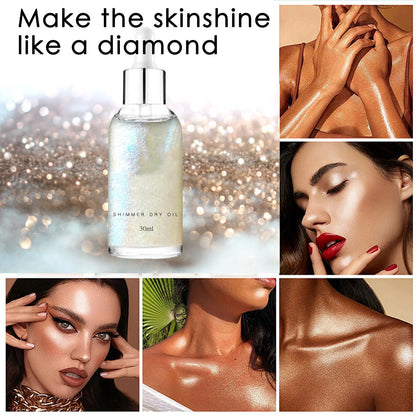 Body Highlight Oil Shimmer Glitter Body Oil Face Liquid Body Highlighter Oil For Makeup