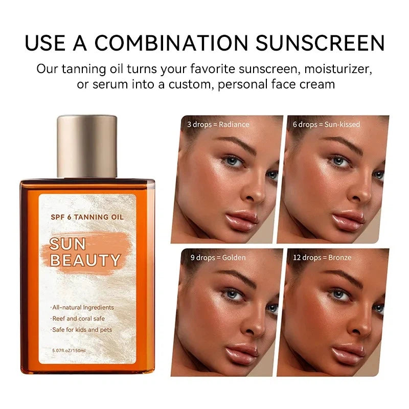 Customized Self-Tanning Oil Quick Color Changing Dark Shimmer Body Oil