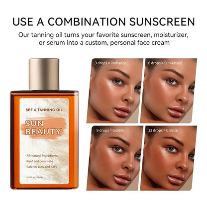 Customized Self-Tanning Oil Quick Color Changing Dark Shimmer Body Oil