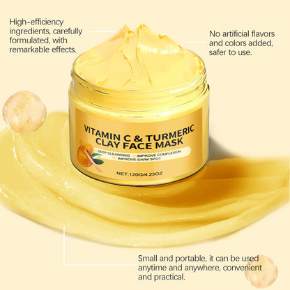 Wholesale Brightening Vitamin C Turmeric Clay Face Mask Deep Pore Cleansing Skin Care Facial Mask