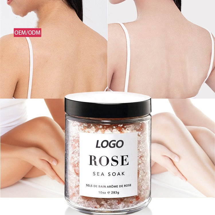 Wholesale Spa Rose Relaxing Himalayan Pink Salt Scrub Natural Organic Flower Rose Bath Salt