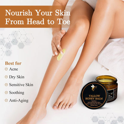 Wholesale Organic Hydrating Whipped Beef Tallow Face Moisturizer with Raw Honey and Beeswax