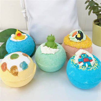 Customized Bath Bomb Mold Foot Soak Bubble All Natural Handmade Organic Baby Care Christmas Bath Bomb Set With Toy Inside