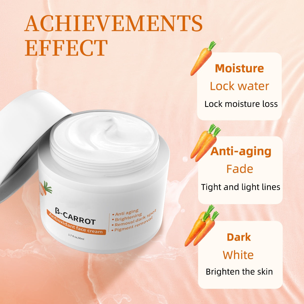 Hot Selling Organic Removal Pigment Dark Spot Moisturizing Repairing Anti-Aging Carrot Whitening Face Skin Care Cream