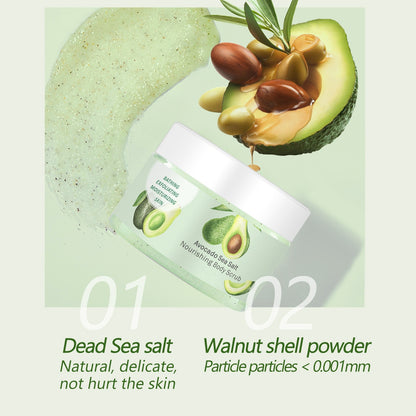 Private Label Avocado Sea Salt Nourishing Anti-cracking Cream Non Sticky Foot Scrub Exfoliation Smooth Skin Body Scrub