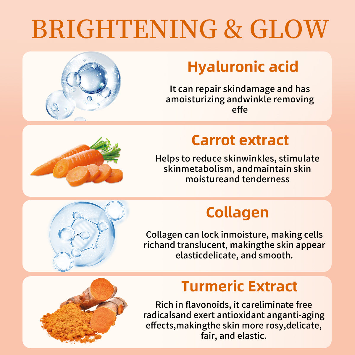 Hot Selling Organic Removal Pigment Dark Spot Moisturizing Repairing Anti-Aging Carrot Whitening Face Skin Care Cream