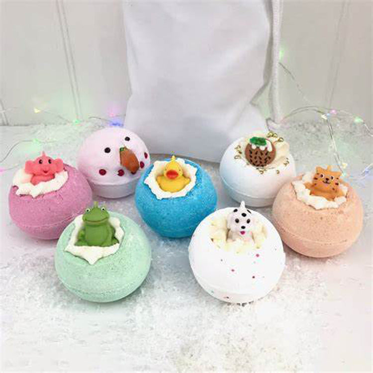 Customized Bath Bomb Mold Foot Soak Bubble All Natural Handmade Organic Baby Care Christmas Bath Bomb Set With Toy Inside