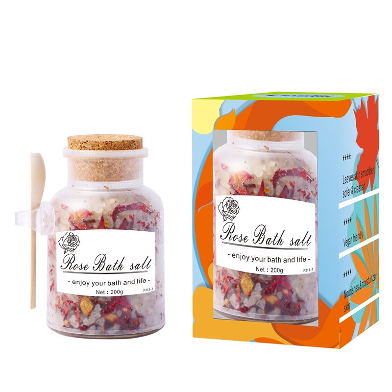 OEM Organic Chamomile Crystal Body Himalayan Epsom Salt Natural Rose Petal Bath Salts With Flowers