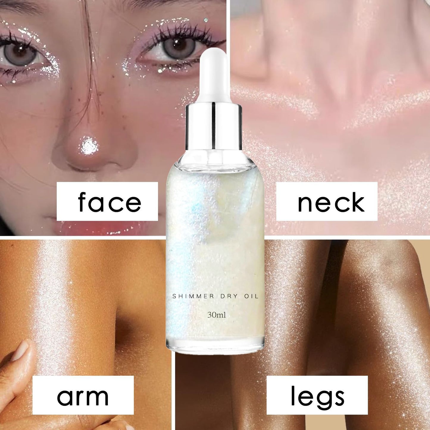 Body Highlight Oil Shimmer Glitter Body Oil Face Liquid Body Highlighter Oil For Makeup