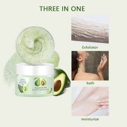 Private Label Avocado Sea Salt Nourishing Anti-cracking Cream Non Sticky Foot Scrub Exfoliation Smooth Skin Body Scrub