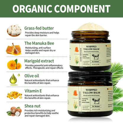 OEM Hydrating Face Cream, Whipped Organic Moisturizer Beef Tallow Honey Balm for Skin