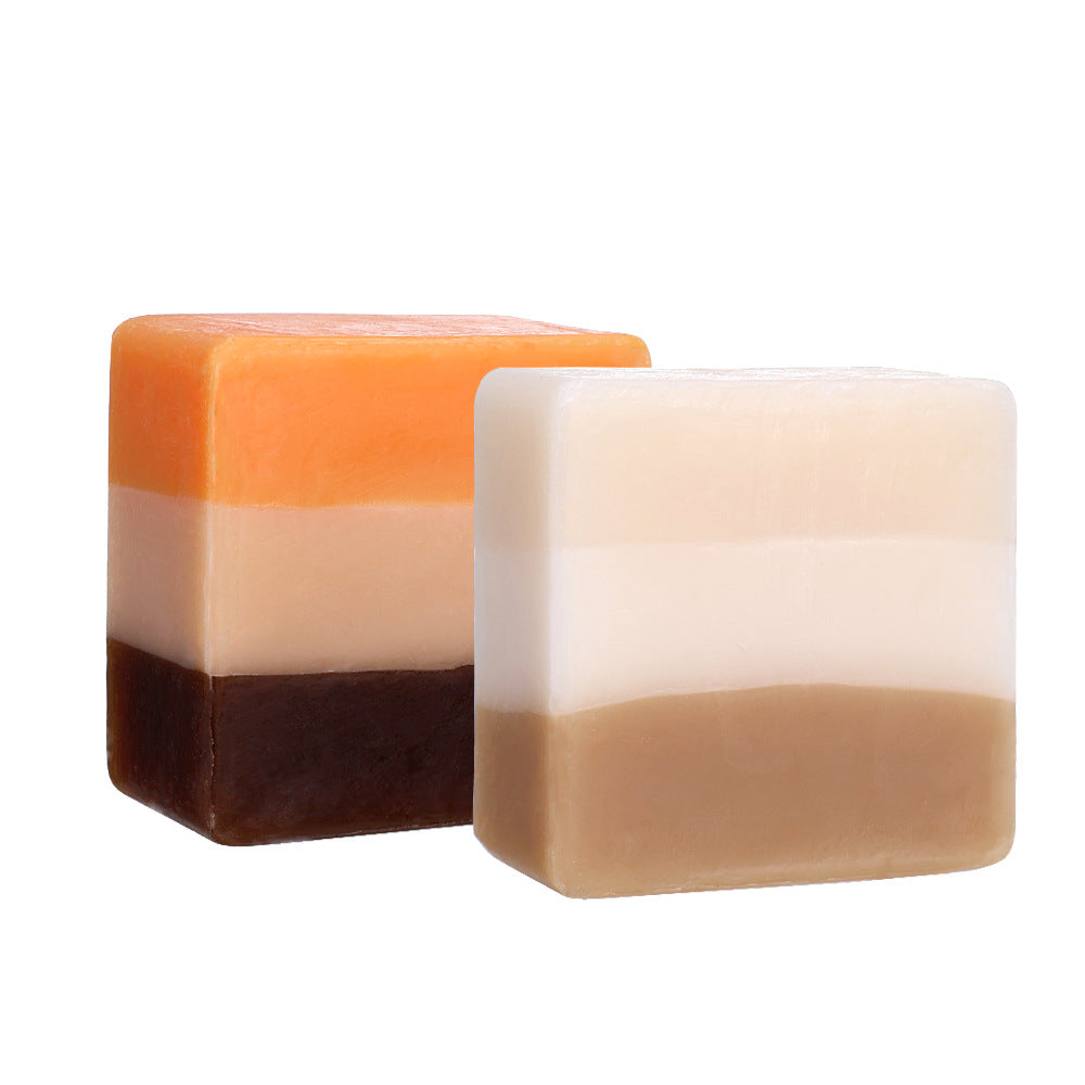 High Quality Three Colors Soap Organic Ingredients Anti-acne Whitening Papaya Shea Butter Face Body Bath Soap