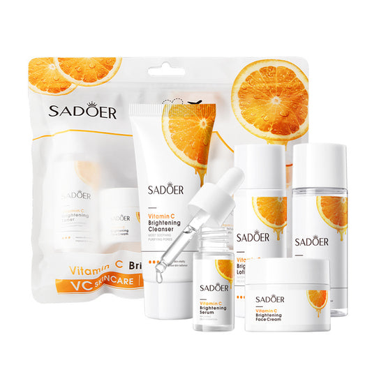 OEM Vitamin C Skincare Set For Hydrating Skin, Moisturizing Face Skin Care Kit with Cleanser, Serum, Lotion, Toner, Cream
