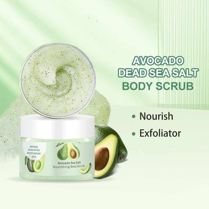 Private Label Avocado Sea Salt Nourishing Anti-cracking Cream Non Sticky Foot Scrub Exfoliation Smooth Skin Body Scrub