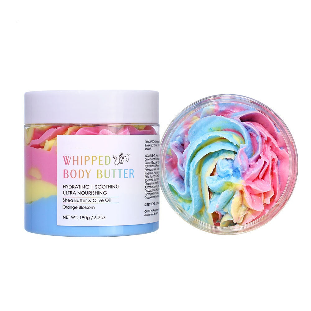 Popular Moisturizing Shea Butter Rainbow Whipped Body Butter Glowing Soften Skin Olive Oil Body Lotion