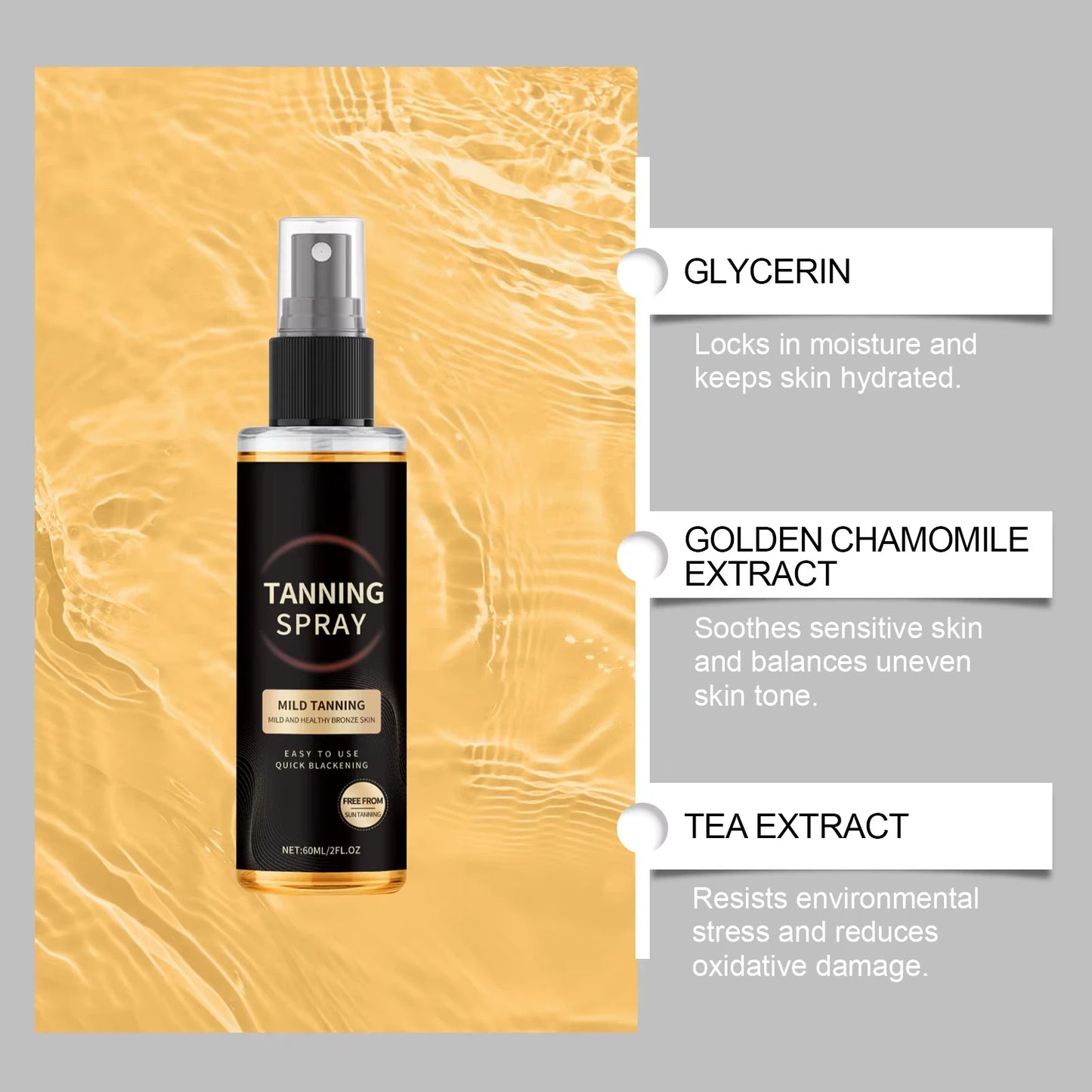 Custom Organic Self Tan Bronzing Tanning Hydrating Water Spray Moisturizing Body Care Tanning Mist