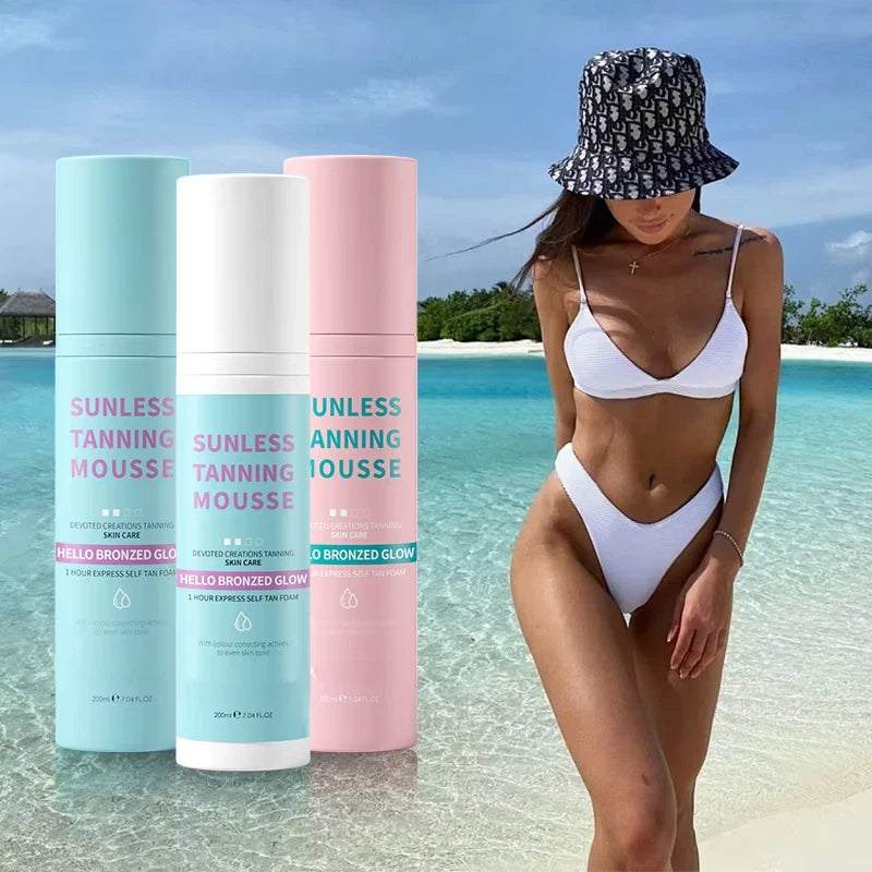 Private Label Natural Black Tanning Mousse Sunless Face and Body Self Tan Foam