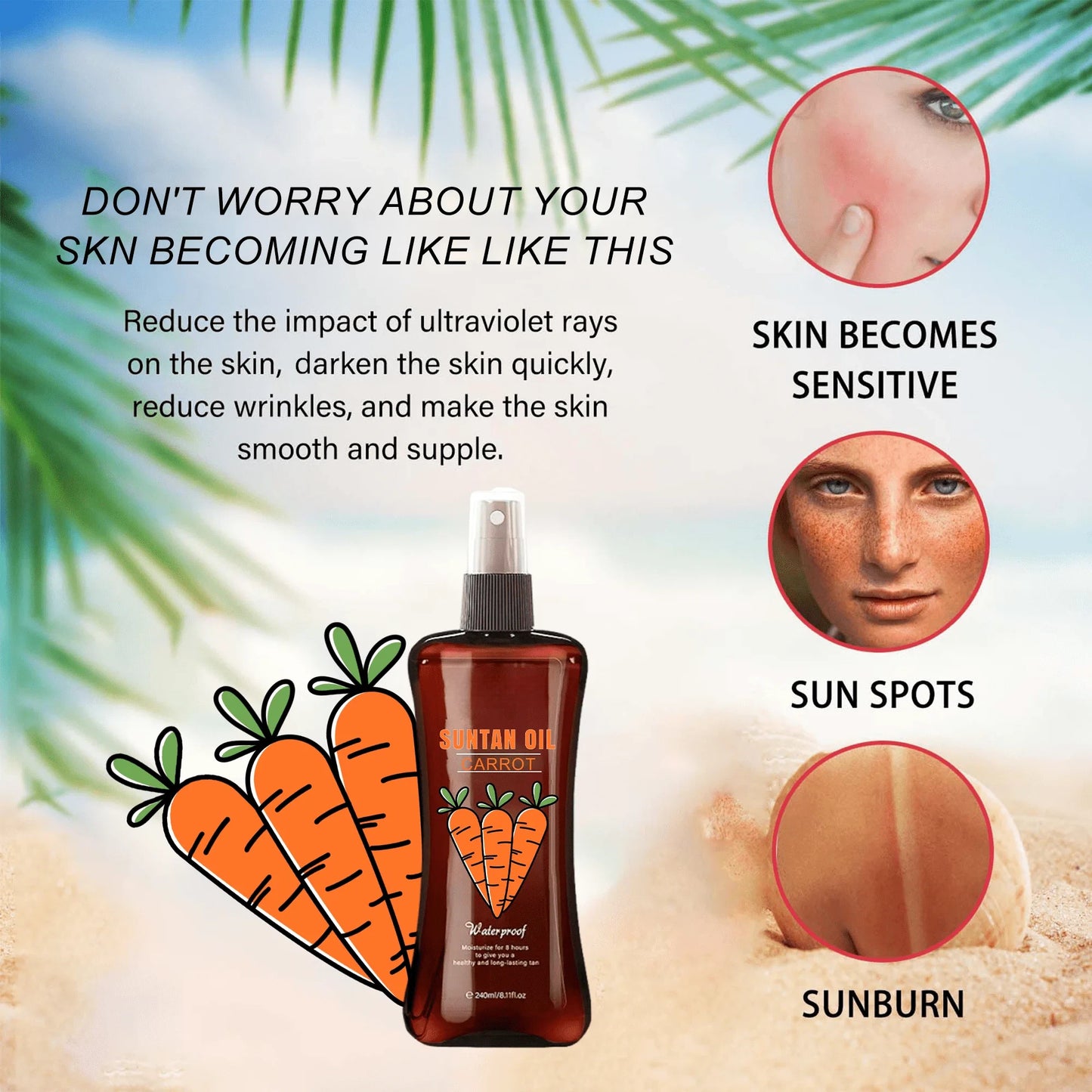 OEM Beach Use Suntan Oil Long Lasting Natural Tan Body Bronzer Self-tanning Oil
