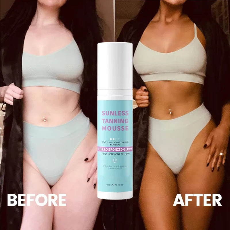 Private Label Natural Black Tanning Mousse Sunless Face and Body Self Tan Foam