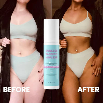 Private Label Natural Black Tanning Mousse Sunless Face and Body Self Tan Foam
